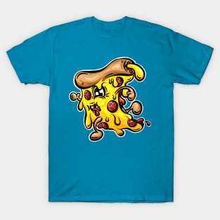 Speeding Pepperoni Pizza Character Cartoon T-Shirt